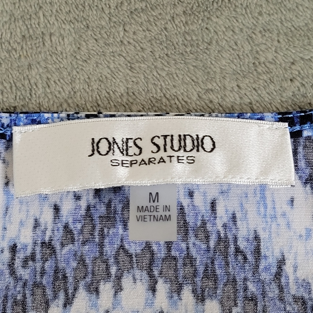 Jones Studio Separate Women Wave Sleeveless Keyhole Neckline Blouse Blue Sz M - Picture 7 of 9